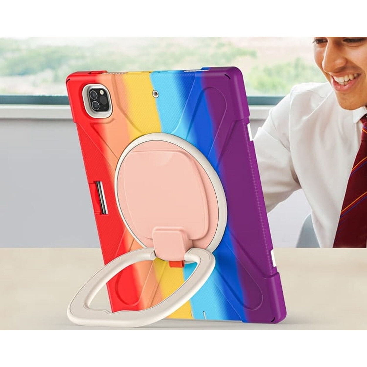 Husa tableta cu suport si curea, pentru iPad Pro 11/Air 5/4, multicolor, 3 straturi, protectie maxima