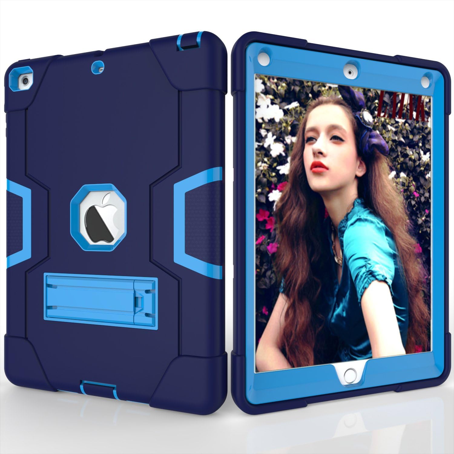 Husa tableta cu suport pentru iPad 9.7" 2018/2017, albastru, 3 piese
