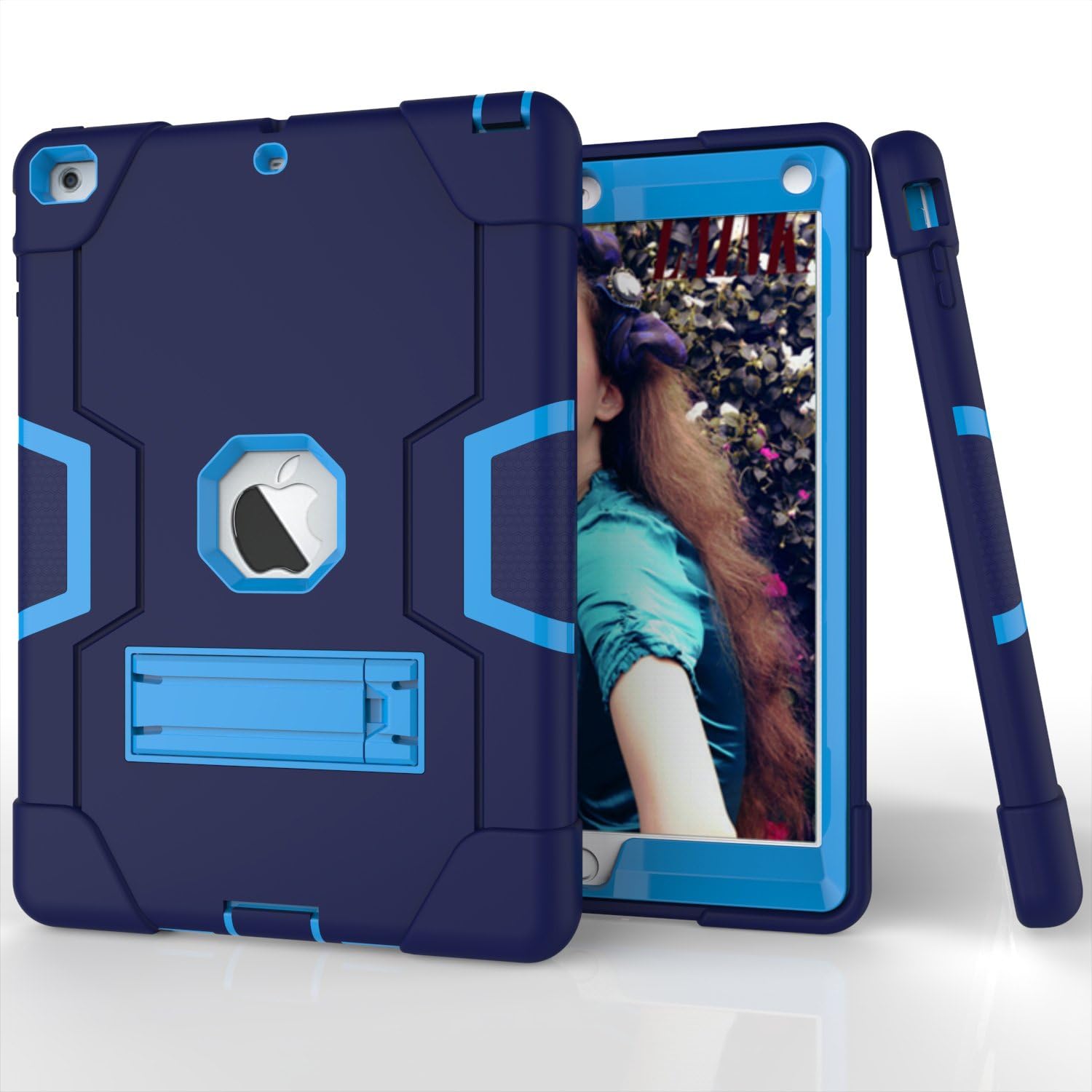 Husa tableta cu suport pentru iPad 9.7" 2018/2017, albastru, 3 piese