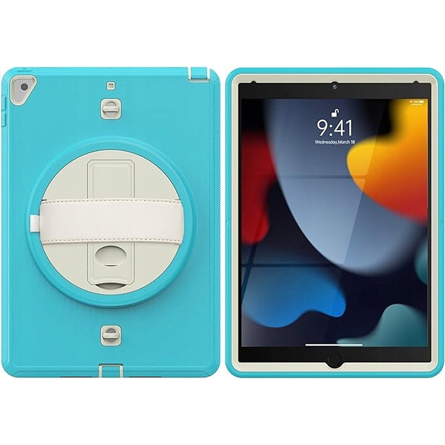Husa tableta, pentru iPad 7/8/9 10.2inch, 3 straturi, suport rotativ, albastru