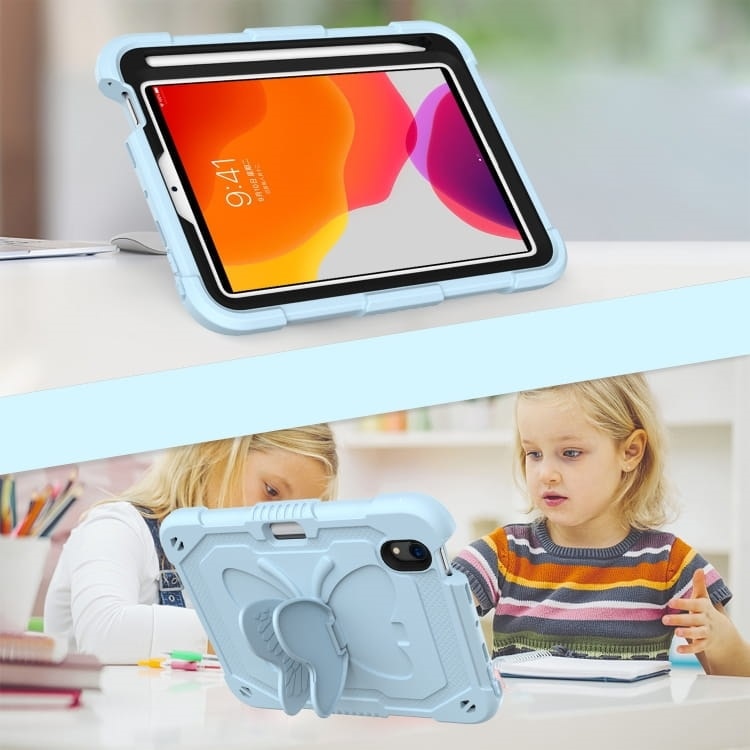 Husa pentru iPad Mini 6, albastru, cu suport si curea de umar