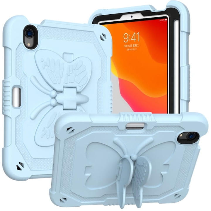 Husa pentru iPad Mini 6, albastru, cu suport si curea de umar