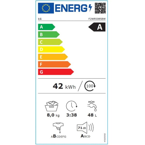 LG F2WR508SBW - Masina de spalat rufe, 8 kg, 1200 rpm, Clasa A, 3 programe, Display LED, Alb