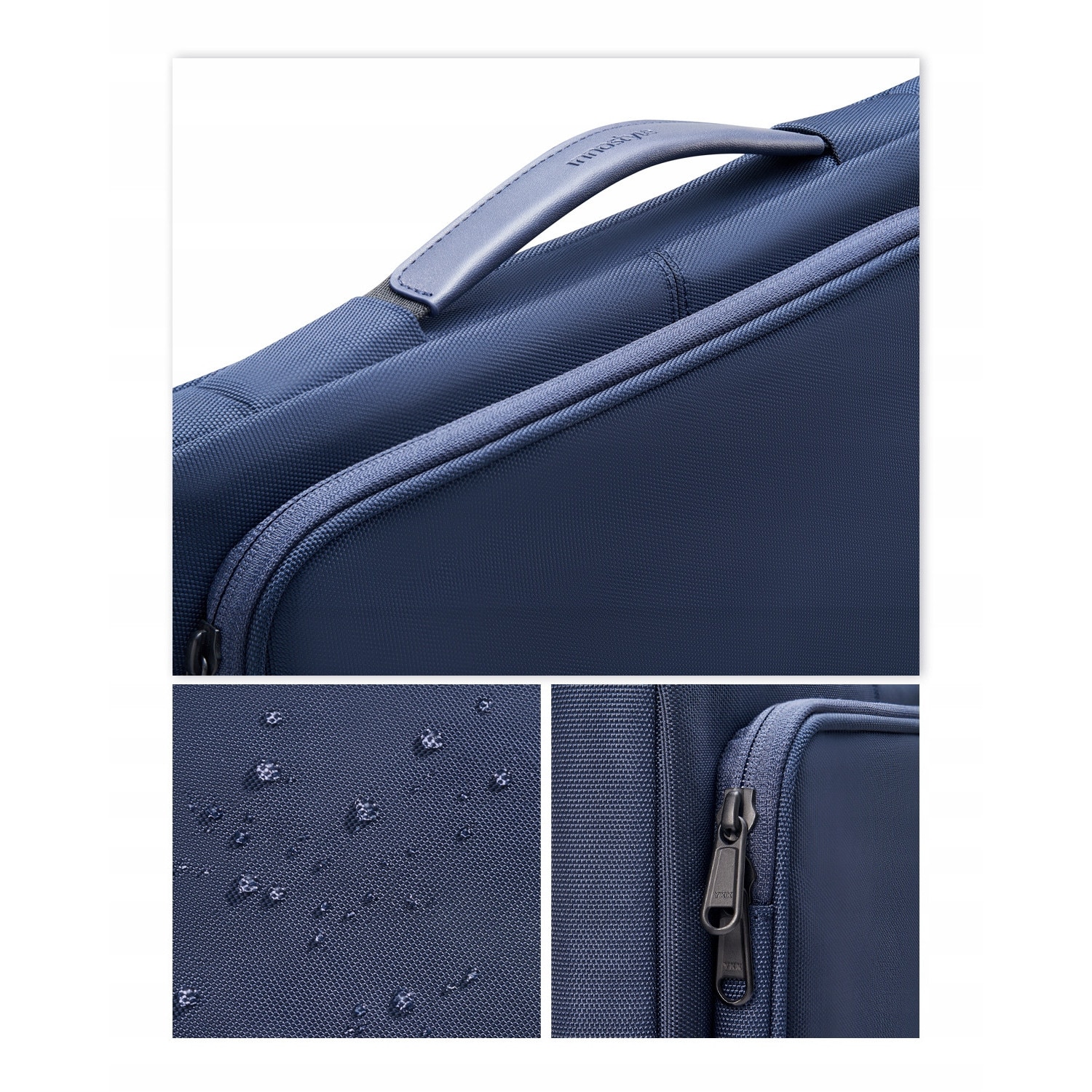 Geanta laptop Innostyle® impermeabila OmniProtect®, material ecologic din 38 sticle PET, dimensiuni externe 39x28x5cm, interne 37x26x3cm, pentru laptopuri de 16" si 15,6", fermoare YKK, usoara (480g), albastru