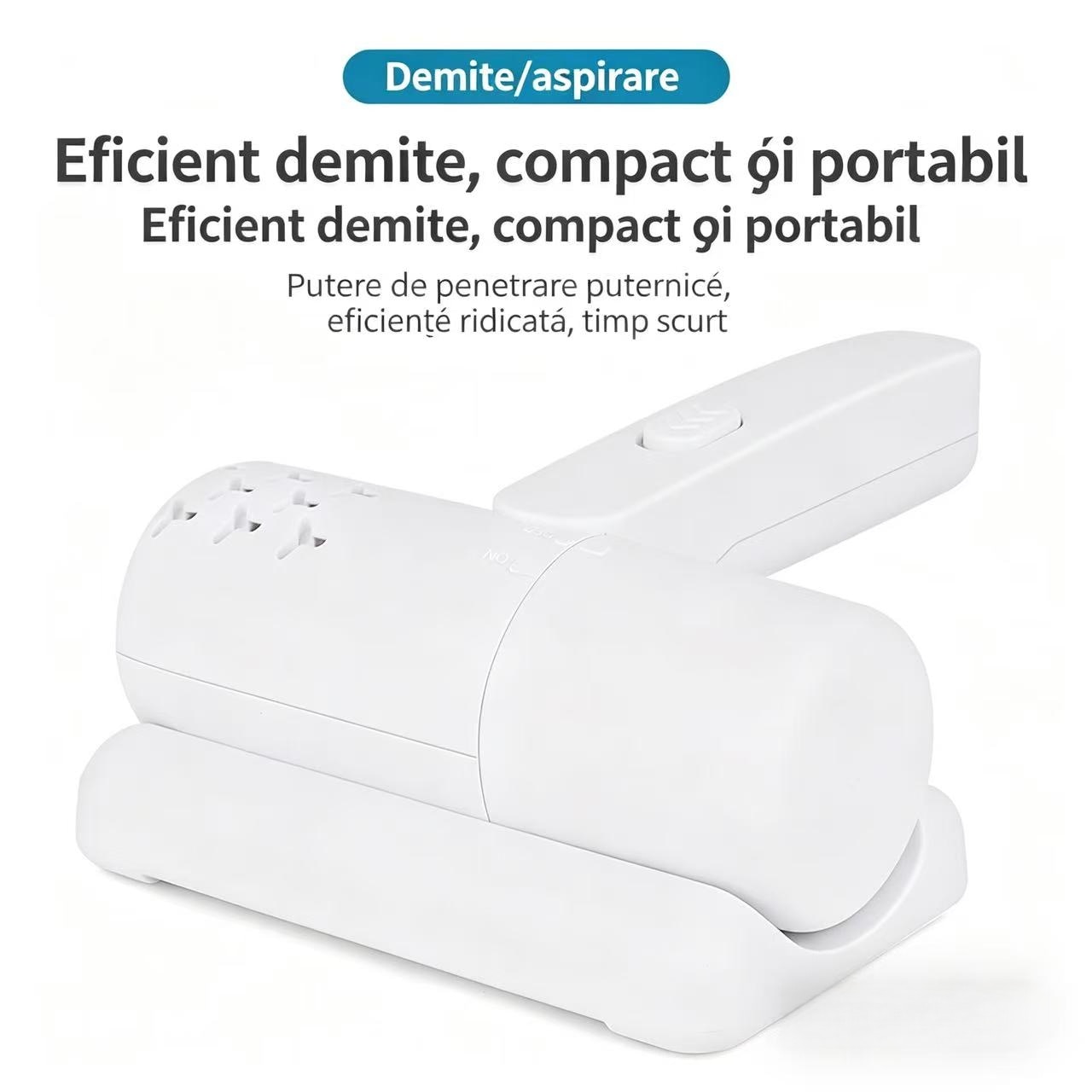 Aspirator fara fir anti-acarieni, cu filtru HEPA lavabil, perie rotativa, functie de curatare profunda prin vibratii, lampa cu raze ultraviolete UV-C pentru dezinfectare, potrivit pentru covoare