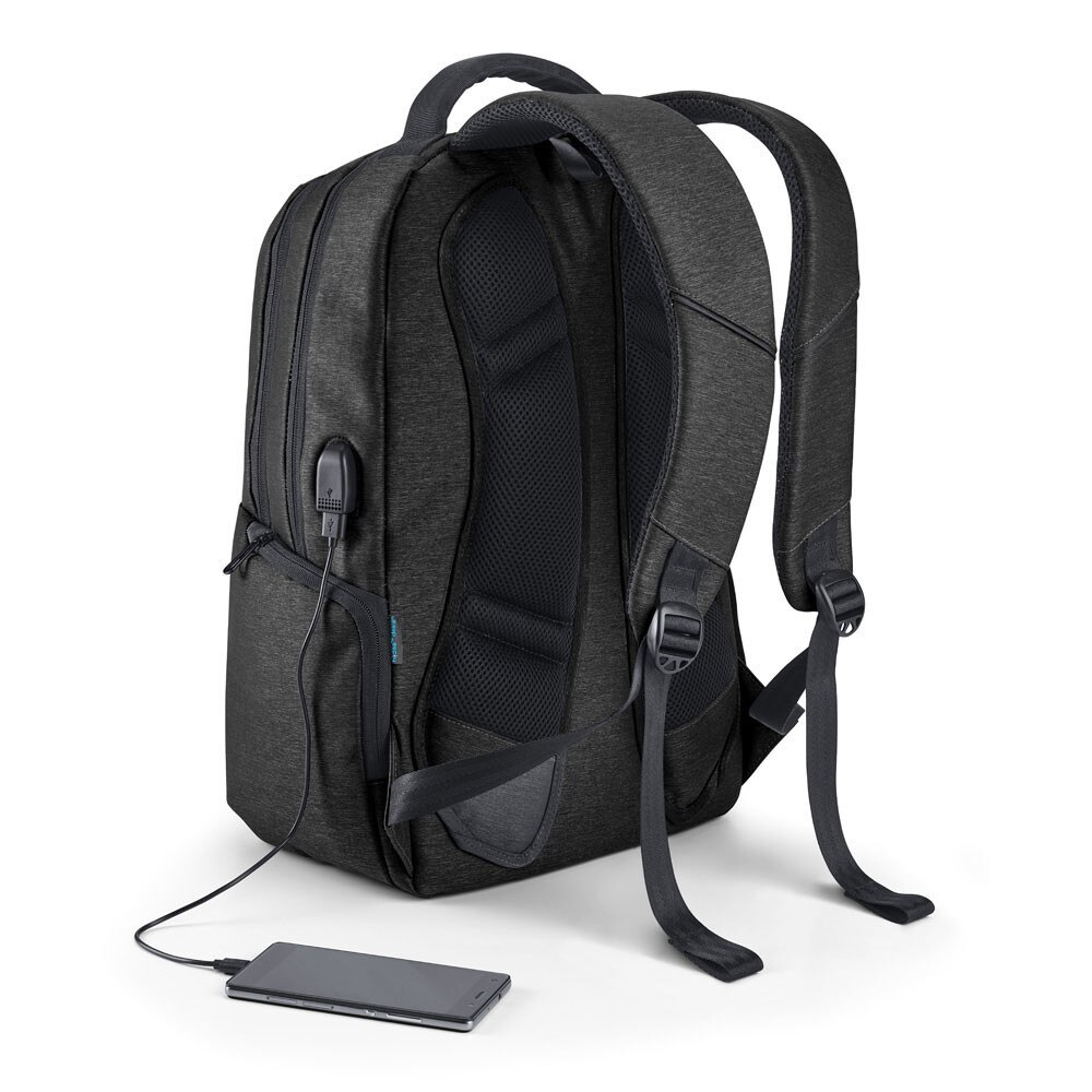 Rucsac laptop 17 inch cu 2 compartimente, Everestus, 20FEB0936, Nylon, Negru, saculet si eticheta bagaj incluse