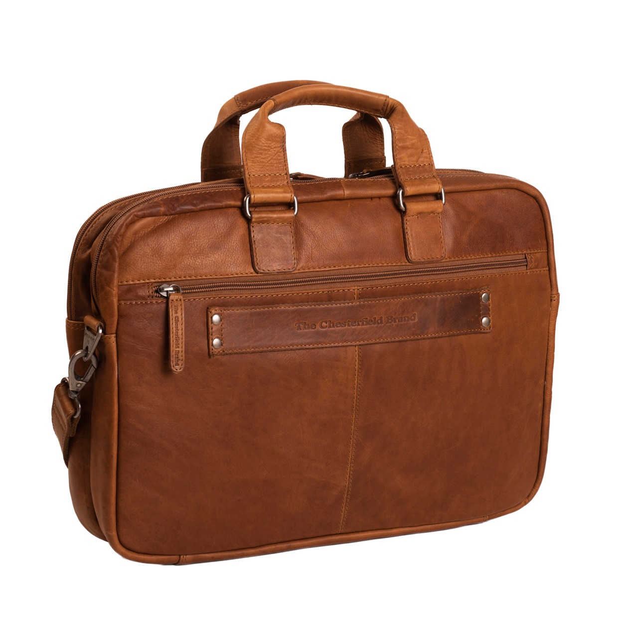 Geanta de laptop din piele naturala maro coniac, The Chesterfield Brand, Seth 15 inch