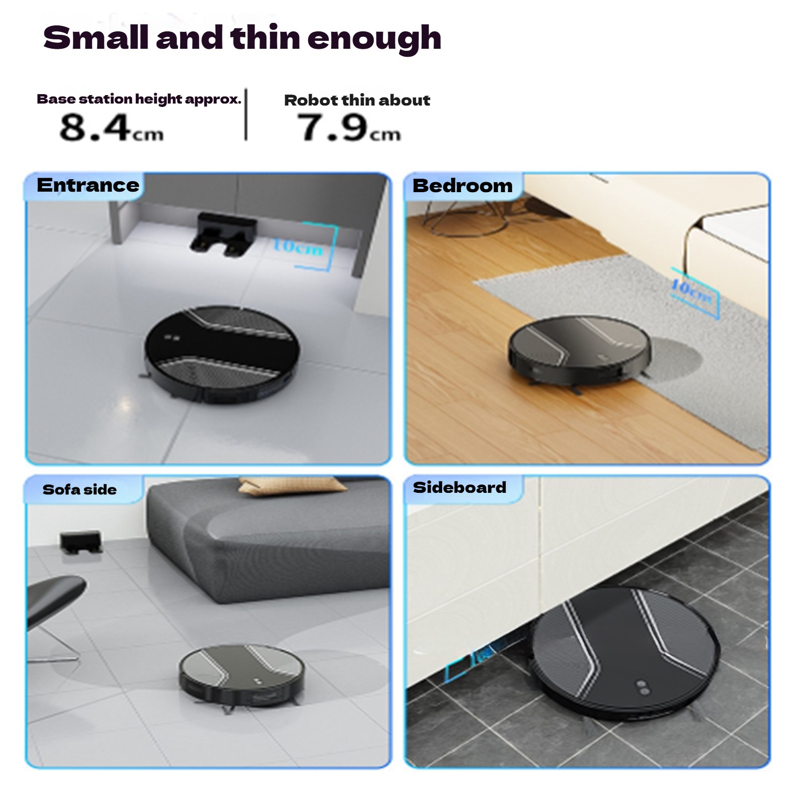 Robot de curatat inteligent, 3700Pa, conectivitate Wi-Fi, galeata de colectare 280ml, alb