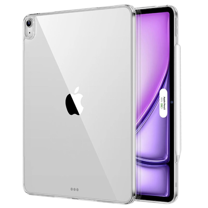 Husa de protectie pentru tableta compatibila cu Apple iPad Air 13 2024, Classic Hybrid, TPU, Transparent