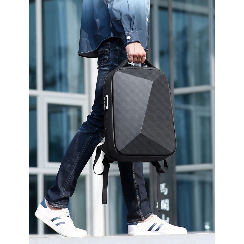 Rucsac laptop Mozos PM37, 15,6", antiefractie, extensibil, negru, 45x32x13-21cm