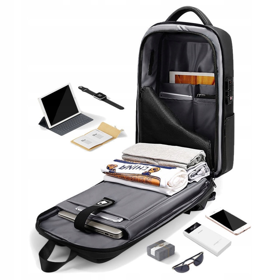 Rucsac laptop Mozos PM37, 15,6", antiefractie, extensibil, negru, 45x32x13-21cm