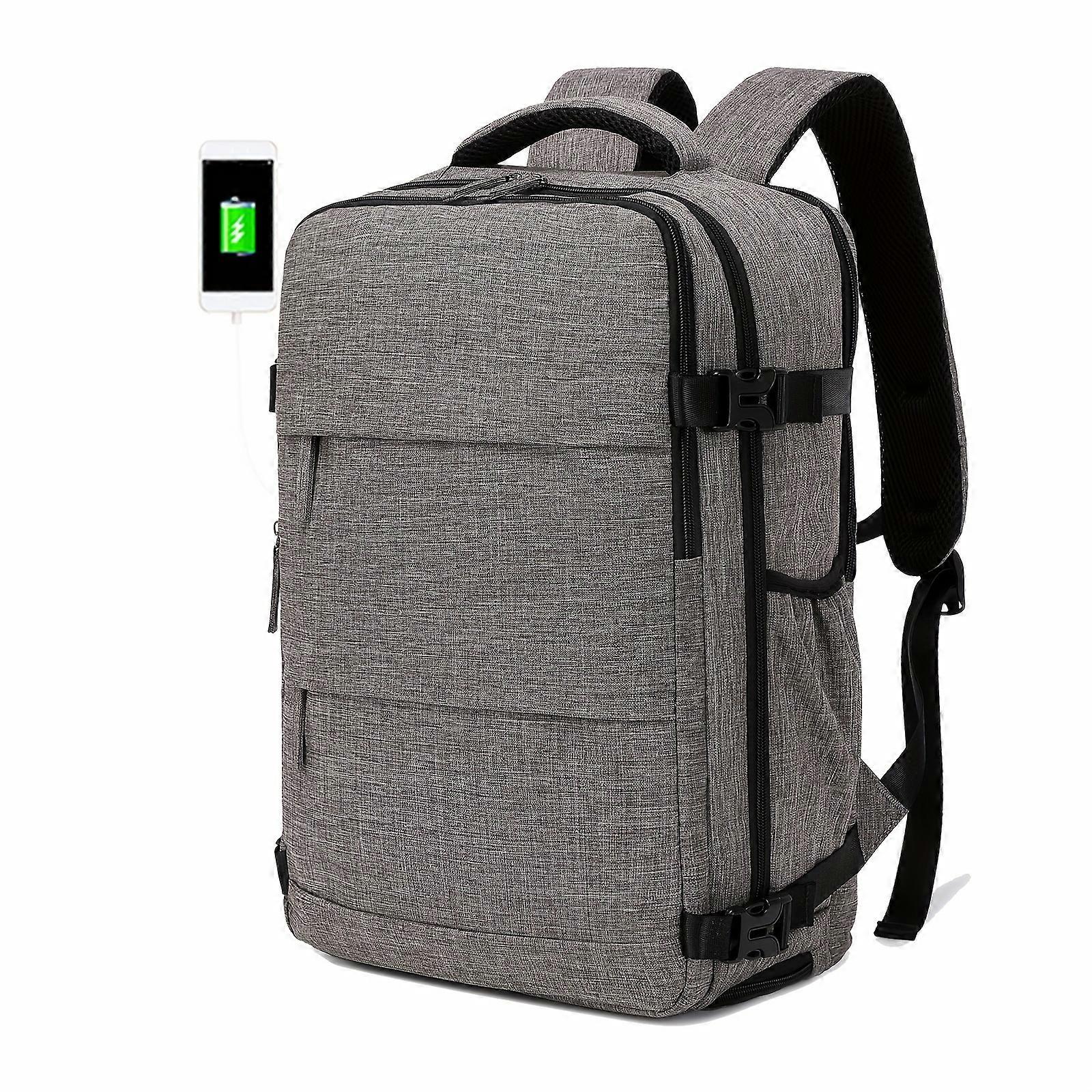Rucsac laptop mare, rucsac de calatorie aprobat de compania aeriana, compartiment pentru incaltaminte, impermeabil, gri