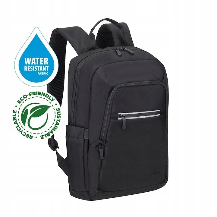 Rucsac laptop Rivacase Alpendorf 13,3"-14", negru, material waterproof, dimensiuni 25,5x40x13cm