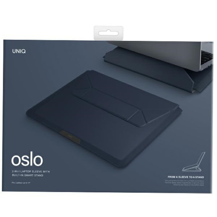 Etui laptop UNIQ Oslo 14", granat, vegan, impermeabil