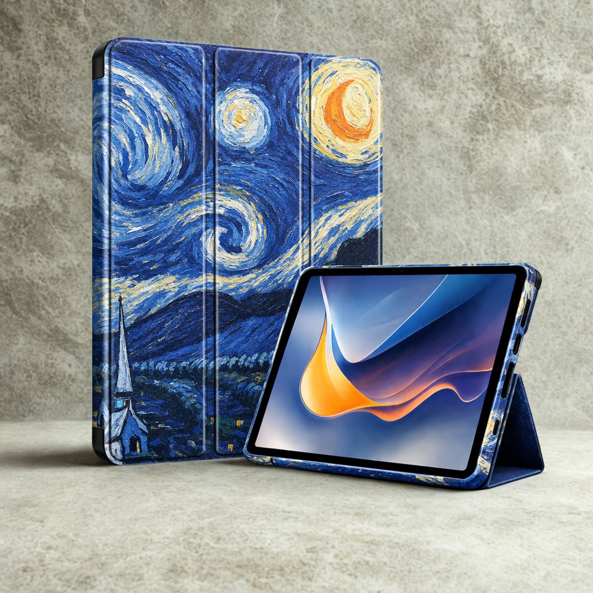 Husa tableta StandPro pentru Honor Pad X8a, Protectie 360°, Carcasa Rigida, Piele ECO, Anti-soc si Anti-zgarieturi, Starry Night
