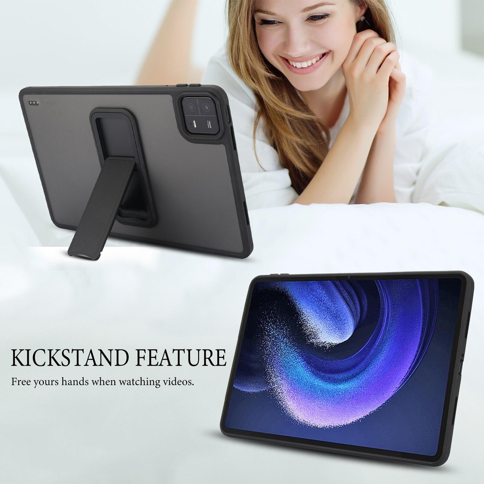 Husa tableta pentru Xiaomi Pad 6/6 Pro, din piele PU + TPU, cu suport, carcasa hibrida, negru