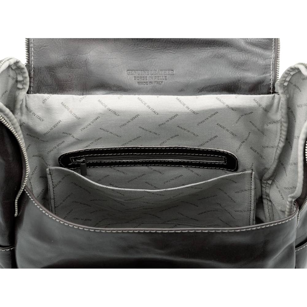 Rucsac din piele naturala pentru laptop, negru, LR5568