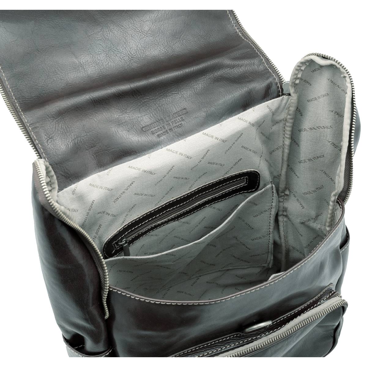 Rucsac din piele naturala pentru laptop, negru, LR5568