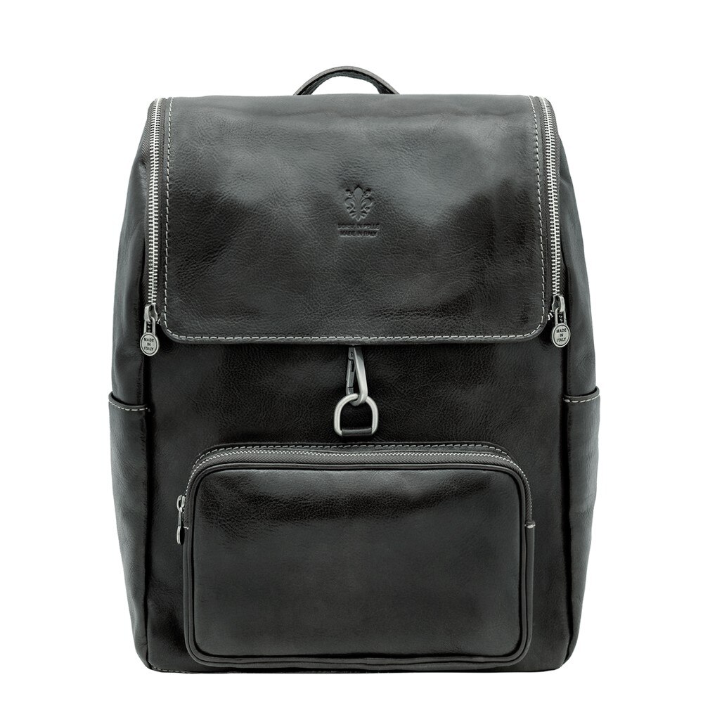 Rucsac din piele naturala pentru laptop, negru, LR5568