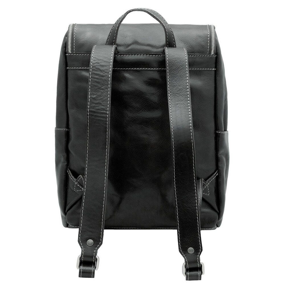 Rucsac din piele naturala pentru laptop, negru, LR5568