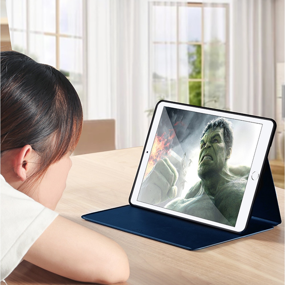 Husa tableta, Poliuretan/Silicon, Compatibil cu iPad, 10.2'', Albastru