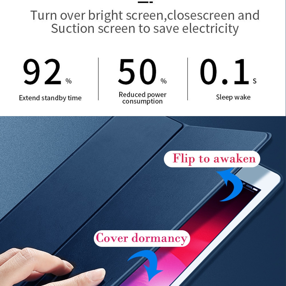Husa tableta, Poliuretan/Silicon, Compatibil cu iPad, 10.2'', Albastru