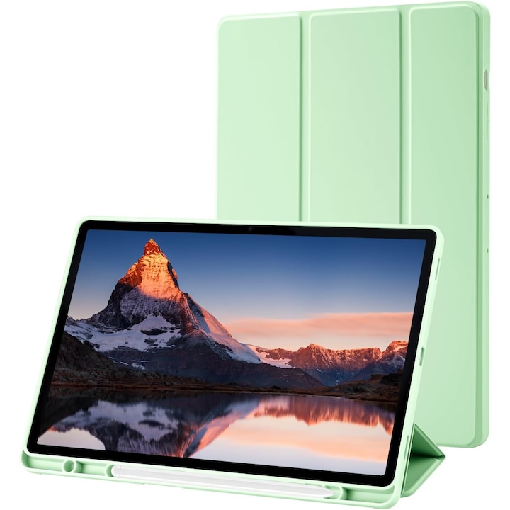 Husa pentru Samsung Galaxy Tab S10+/S9+/S9Fe+, 12.4", Sigloo, UltraSlim tip stand functie sleep/wake-up si slot pentru S-Pen, Green