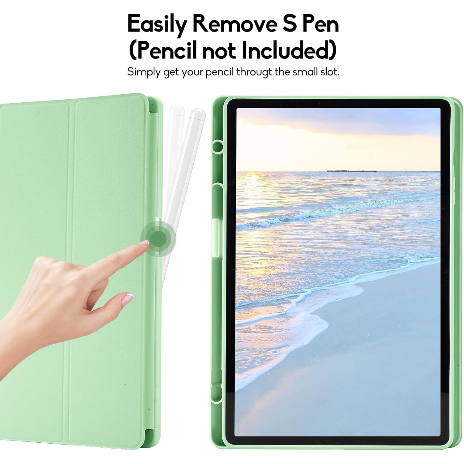 Husa pentru Samsung Galaxy Tab S10+/S9+/S9Fe+, 12.4", Sigloo, UltraSlim tip stand functie sleep/wake-up si slot pentru S-Pen, Green