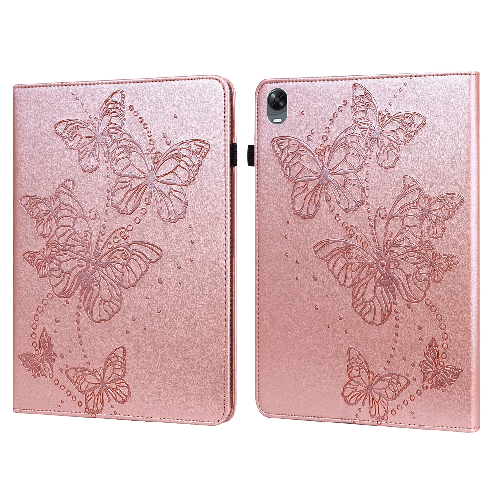 Husa tableta pentru OPPO Pad 11 inch 2022, din piele cu model floral de fluture, roz