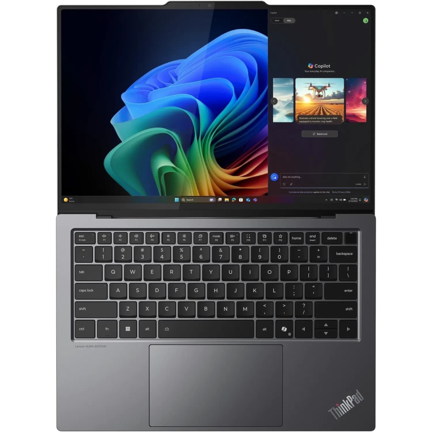 Laptop Lenovo ThinkPad X9-14 G1, 14" 2.8K, Intel® Core™ Ultra 7 258V pana la 4.8 GHz, 32 GB RAM LPDDR5x 8533, 1 TB SSD, Intel Arc Graphics 140V, Windows 11 Pro, Grey 1 TB