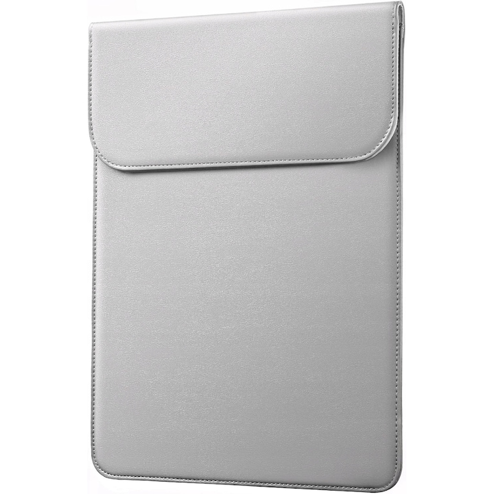 Geanta laptop JETech pentru MacBook 13'', gri, material PU, dimensiuni 33,5x25,3cm, inchidere magnetica