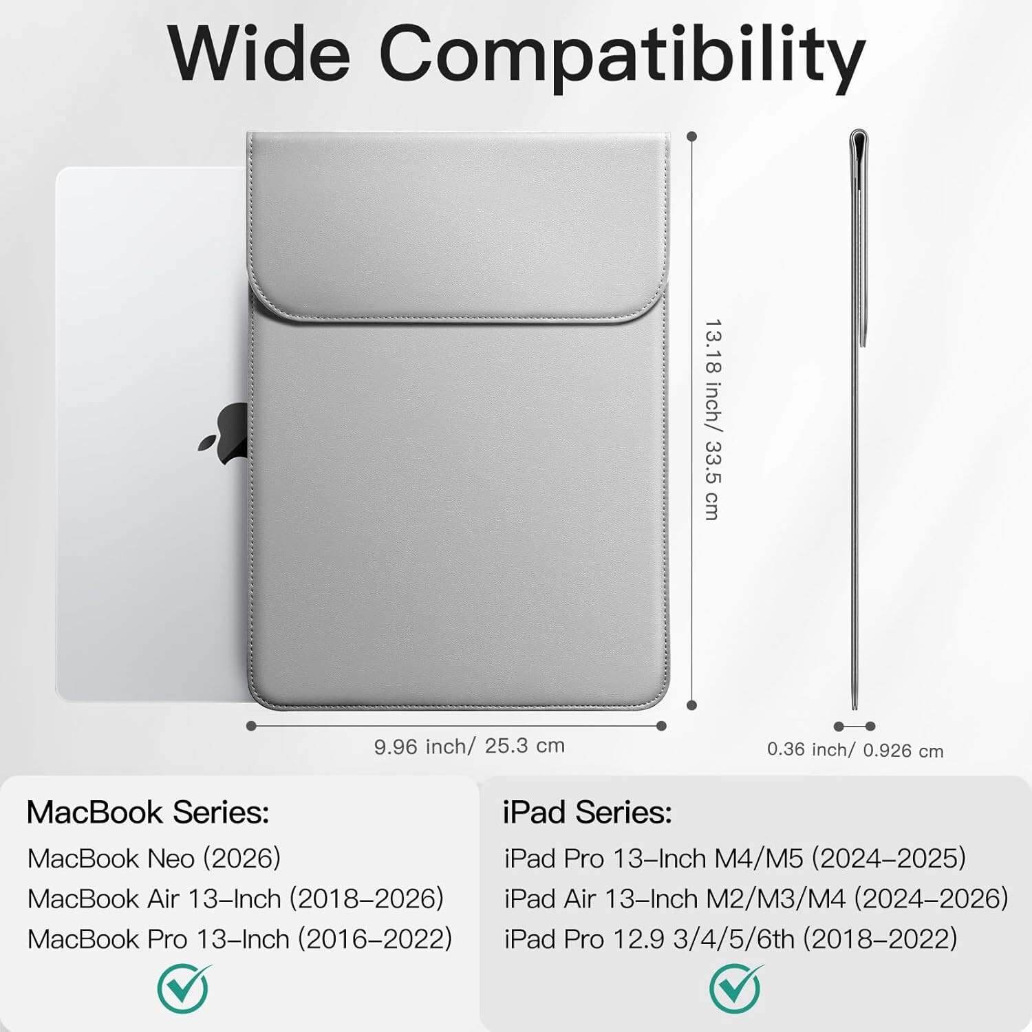 Geanta laptop JETech pentru MacBook 13'', gri, material PU, dimensiuni 33,5x25,3cm, inchidere magnetica