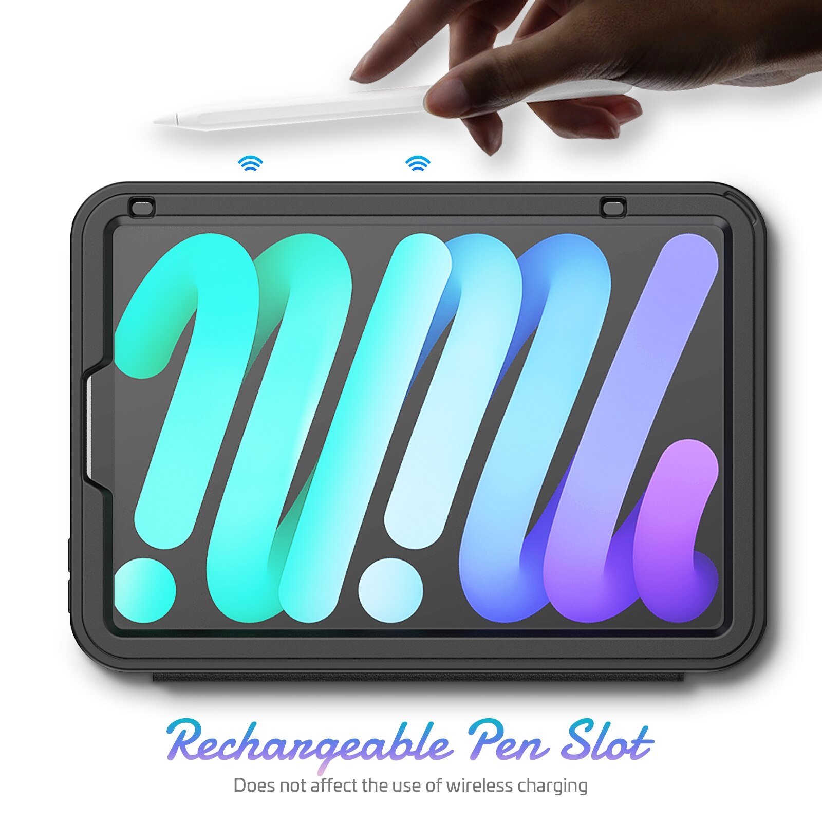 Husa tableta compatibila cu iPad Mini 6, Magnetic Closure, Piele, Negru