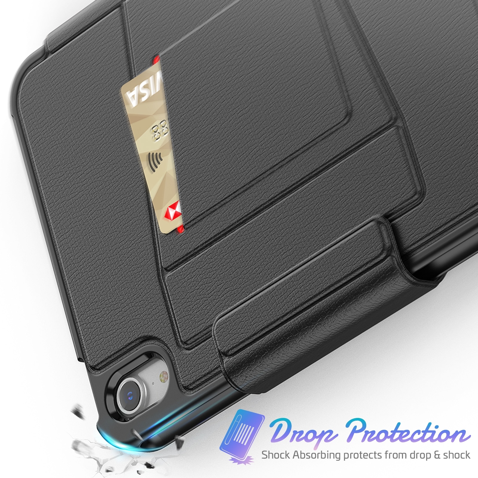 Husa tableta compatibila cu iPad Mini 6, Magnetic Closure, Piele, Negru
