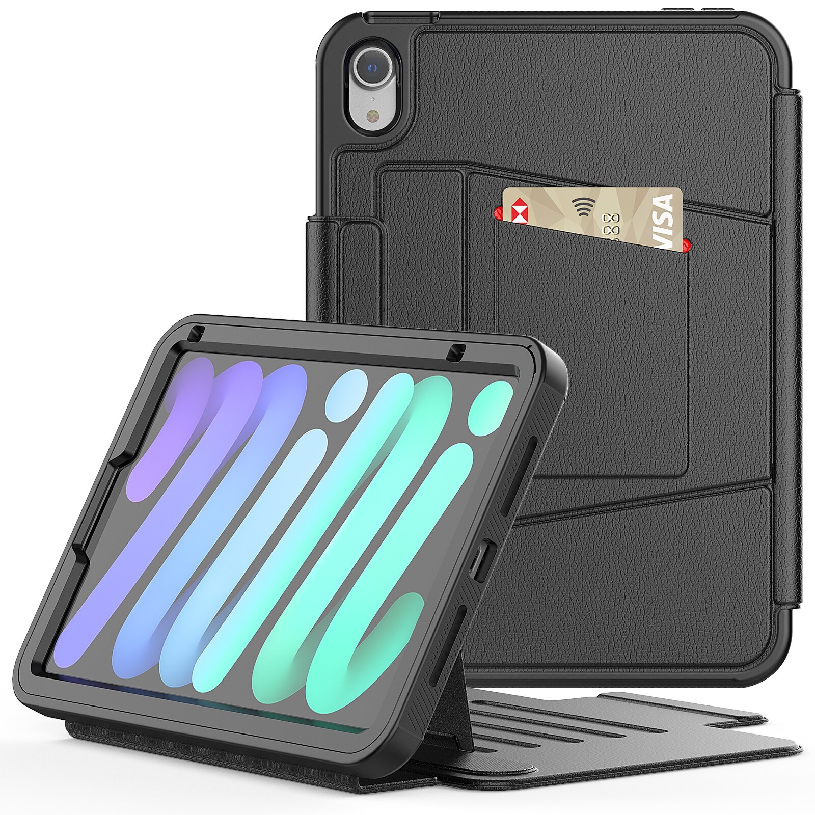 Husa tableta compatibila cu iPad Mini 6, Magnetic Closure, Piele, Negru