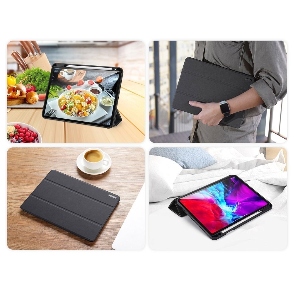 Husa de Protectie Dux Ducis Domo Lite pentru Apple iPad Pro 12.9" Editii 2018 / 2020, Functie Sleep & Wake, Pencil Holder, Negru