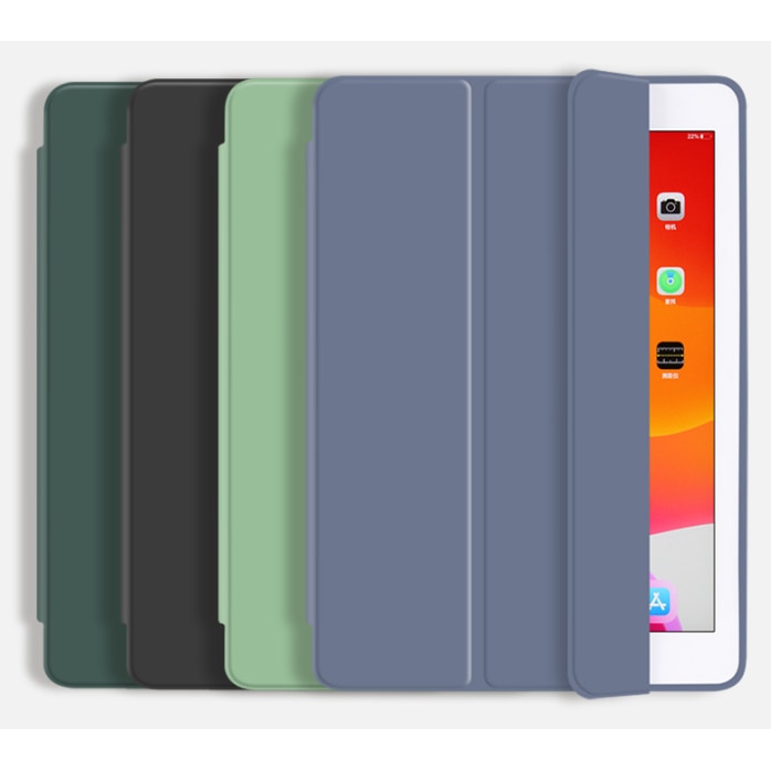 Husa tableta, tri-fold, silicon, neagra, pentru iPad 11th/10th generation