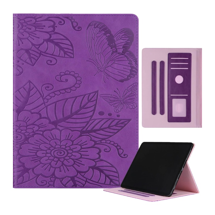 Husa pentru iPad Air/Air 2 2016, fiolet, piele ecologica, functie de auto-odihnire, design subtire
