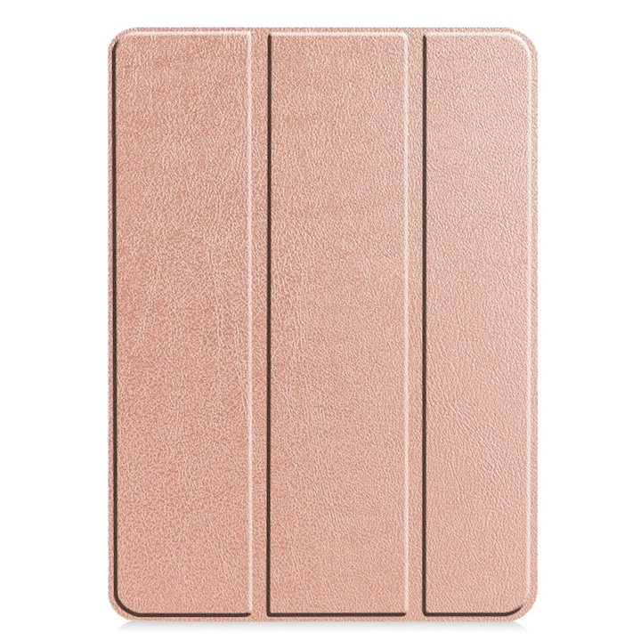 Husa compatibila cu Apple iPad Pro 13 (2024), 13.0 inchi, Tip carte, Bounce Technology, Functie Wake/ Sleep, Comando Stand, Protectie completa, Rose Gold