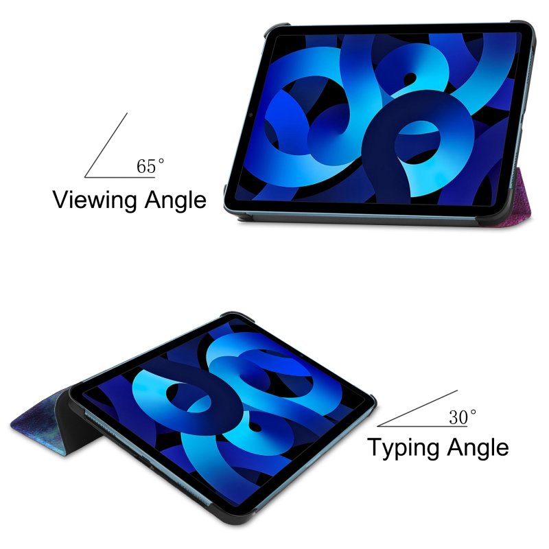 Etui pentru iPad Pro 11", roz cu motiv galactic, functie de somn, suport integrat