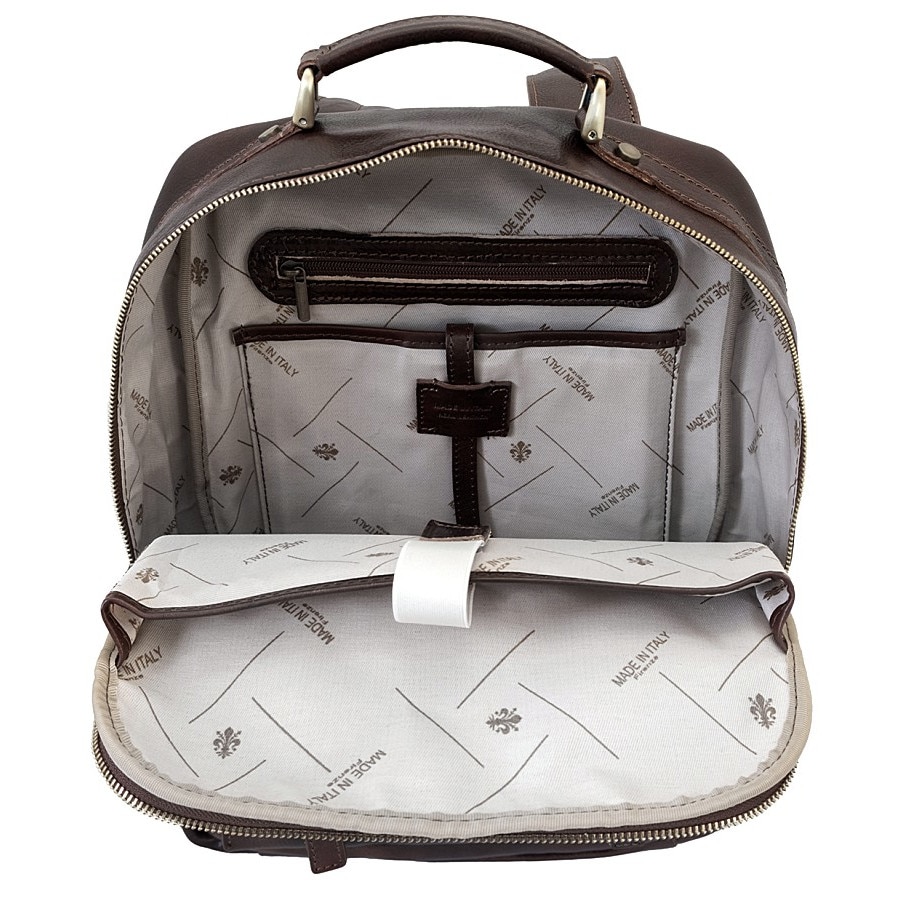 Rucsac pentru laptop din piele naturala, util land, coniac, LR126A