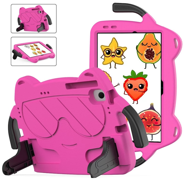 Husa de protectie pentru tableta pentru copii, Aiorber, compatibila cu Samsung Tab A9 8.7" X115 2023, rezistenta la socuri, cu suport, roz-trandafiriu
