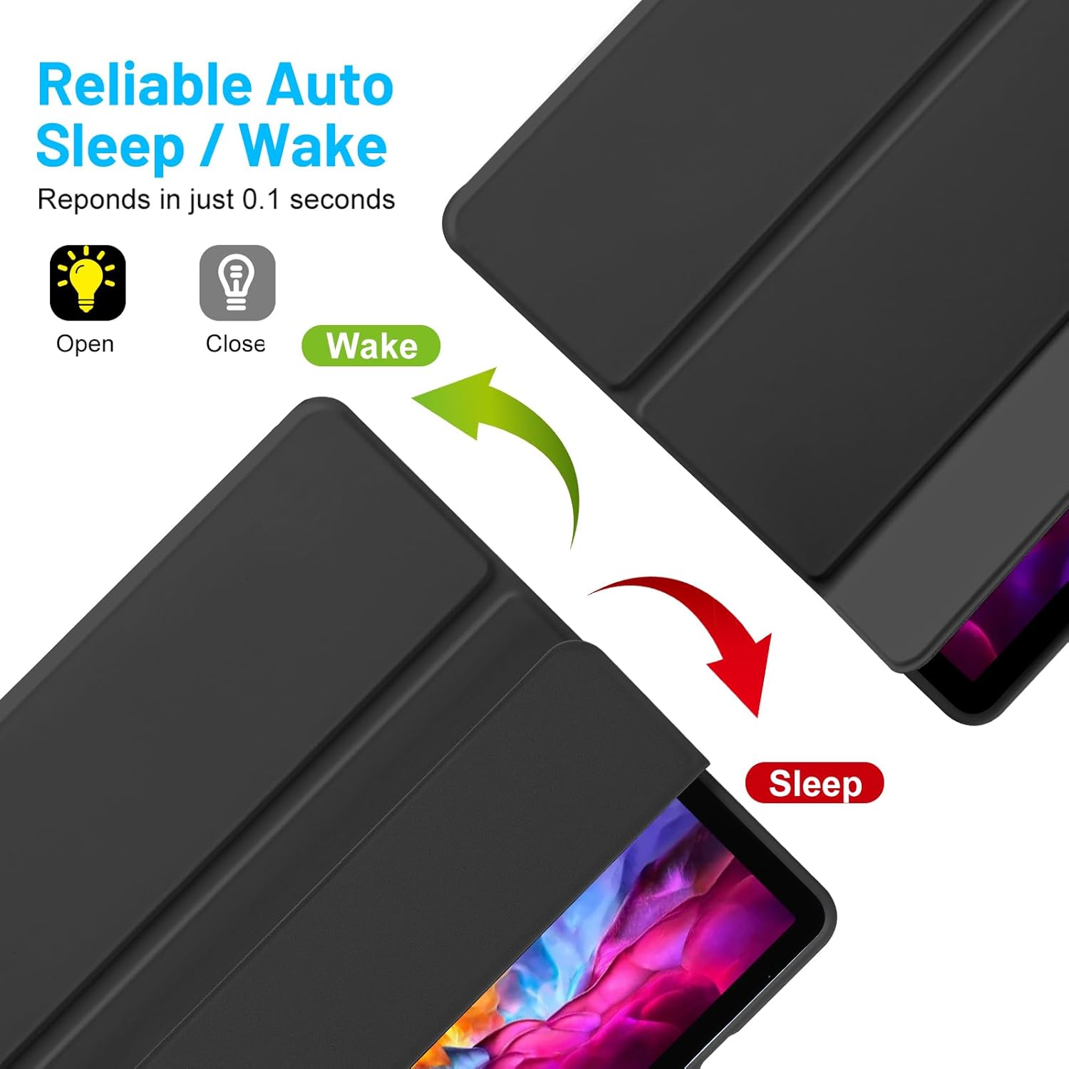 Husa premium pentru Samsung Galaxy Tab S10+/S9+/S9Fe+, 12.4", Sigloo, UltraSlim tip stand functie sleep/wake-up si slot pentru S-Pen, Black