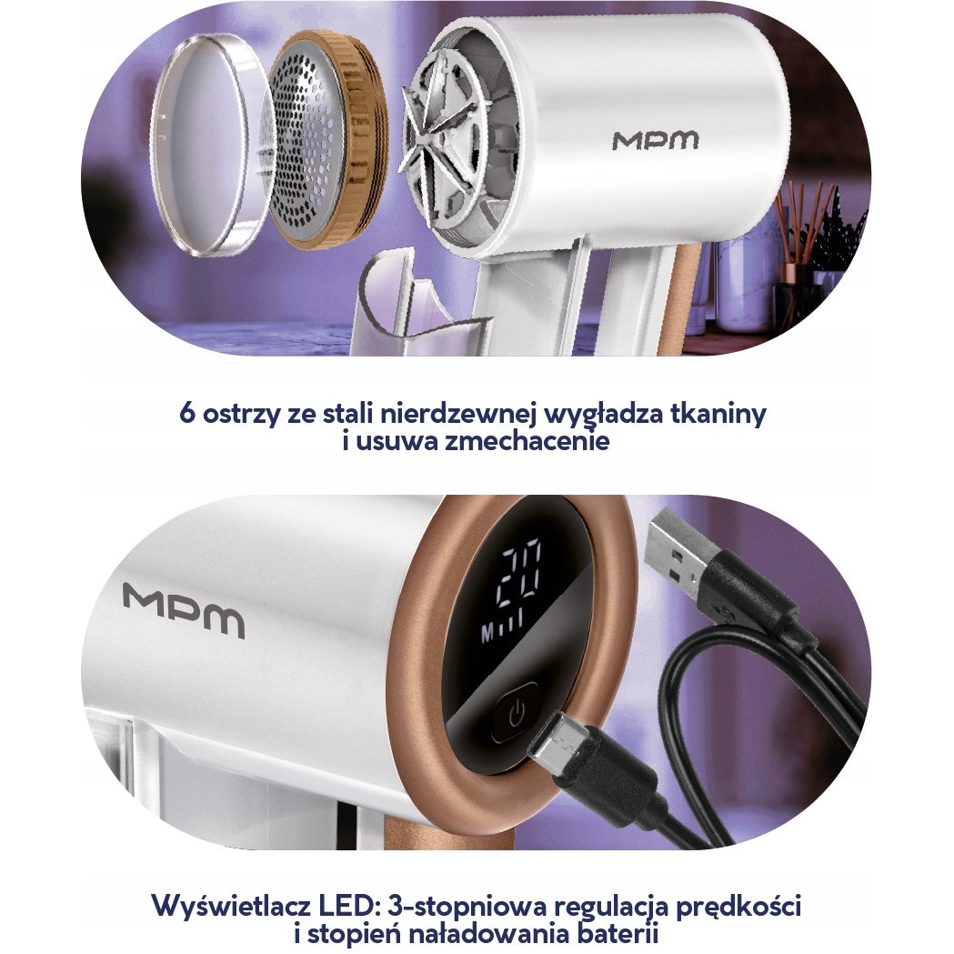 Aparat de ras pentru haine MPM MMU-06, alb