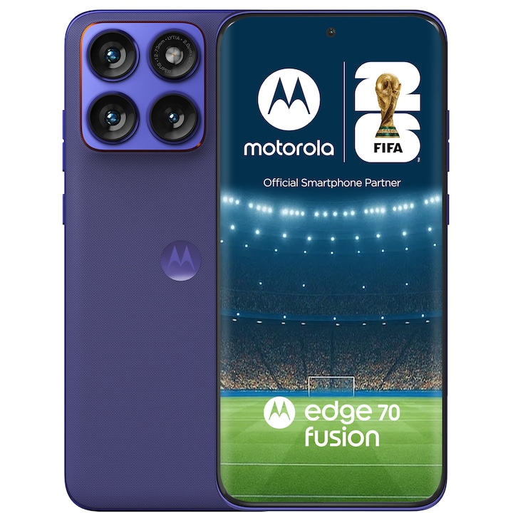 Telefon mobil Motorola Edge 70 Fusion, Dual SIM, 8GB RAM, 256GB, 5G, Pantone Orient Blue