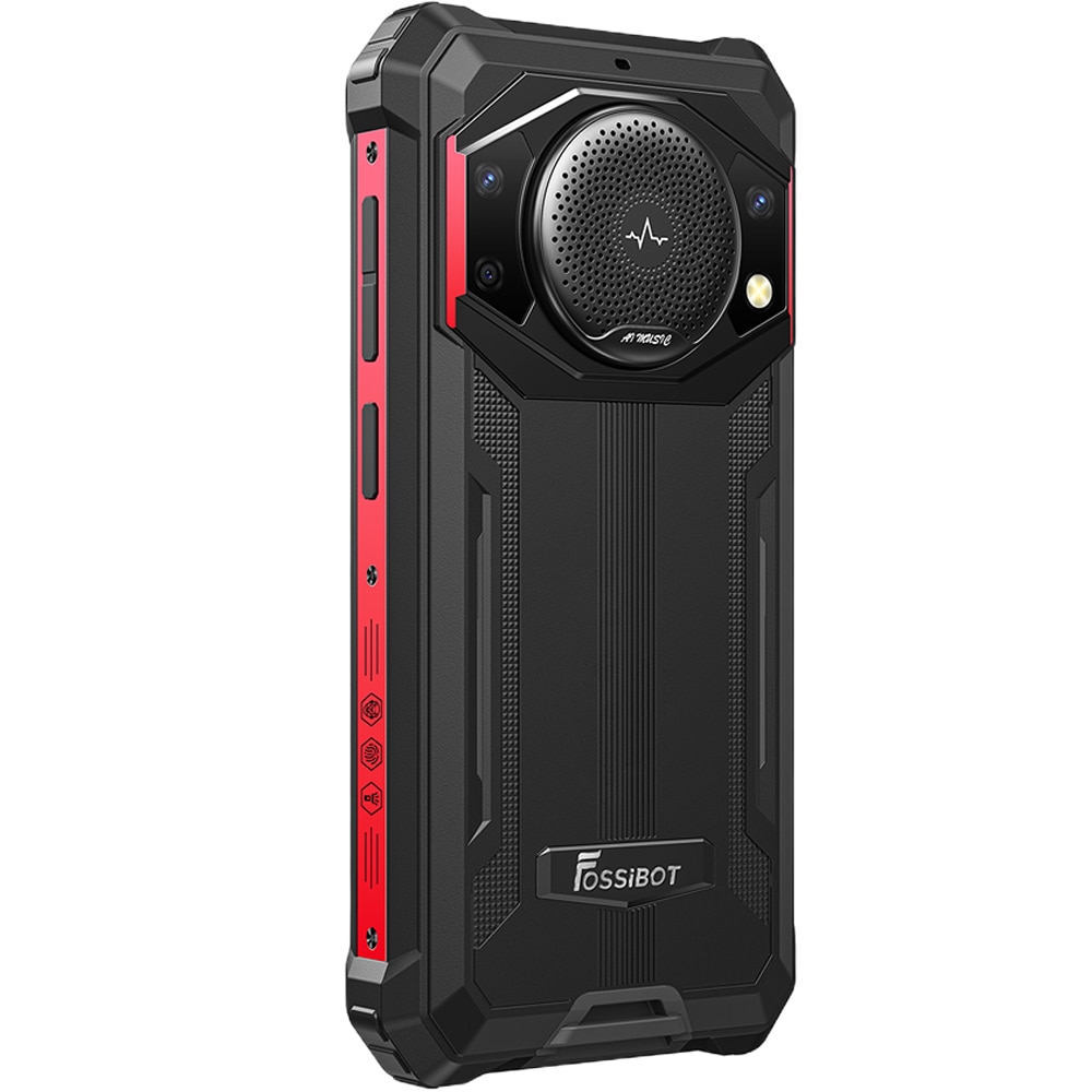 Telefon mobil FOSSIBOT F101P, Dual SIM, 4G, IPS 5.45-inch, Octa-Core, 4GB RAM, 64GB, 10600mAh, Super Speaker 123dB, Android 13, Red