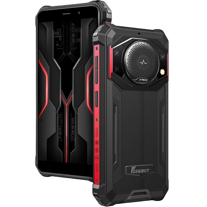 Telefon mobil FOSSIBOT F101P, Dual SIM, 4G, IPS 5.45-inch, Octa-Core, 4GB RAM, 64GB, 10600mAh, Super Speaker 123dB, Android 13, Red
