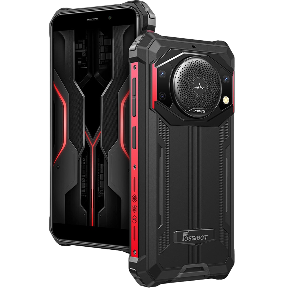 Telefon mobil FOSSIBOT F101P, Dual SIM, 4G, IPS 5.45-inch, Octa-Core, 4GB RAM, 64GB, 10600mAh, Super Speaker 123dB, Android 13, Red
