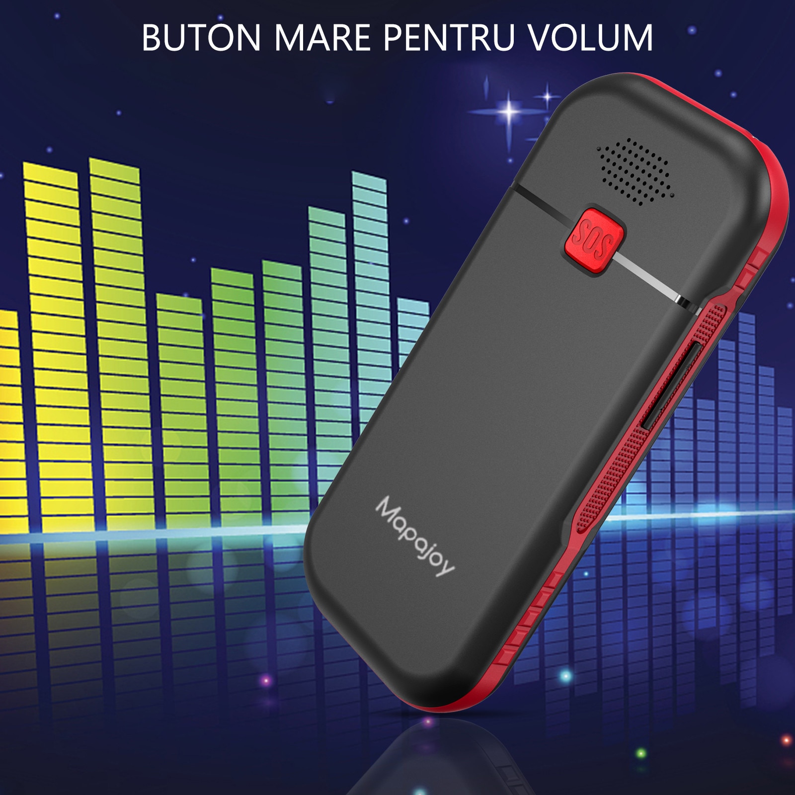 Telefon Mobil pentru Seniori Mapajoy 1, 4G, Buton SOS, Negru, Ecran 4.6cm