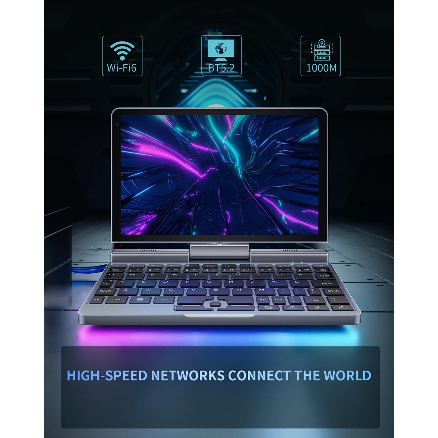 Mini Laptop 8" 2-in-1, Laptop Computer Win 11, Intel N150(up to 3.6GHz), 12GB RAM 512GB SSD, Touchscreen HD, Backlit Keyboard, Wi-Fi 6, USB-C, Lightweight Portable PC for Work/Kids/School